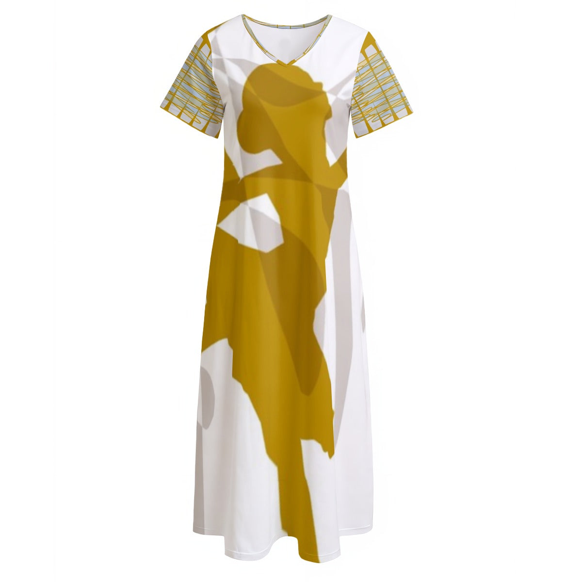 All-Over Print Women's V-neck Dress With Side Slit