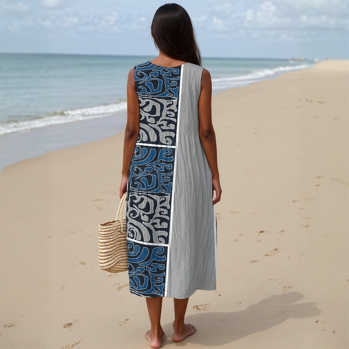 All-Over Print Women's Sleeveless Dress With Pocket|125GSM Slub Cotton