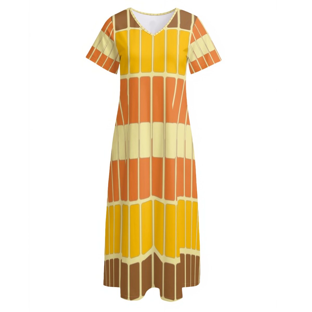 All-Over Print Women's V-neck Dress With Side Slit